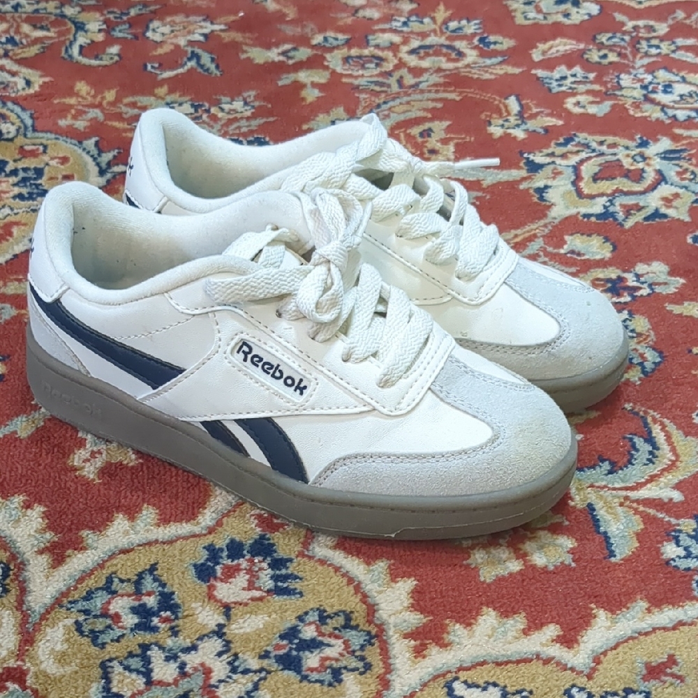 Reebok Forte Lounger Double-Up Sneakers Kids Size 13 White Cream And Navy